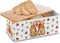 Metal Christmas Decorated Bread Box Container with Bamboo Lid